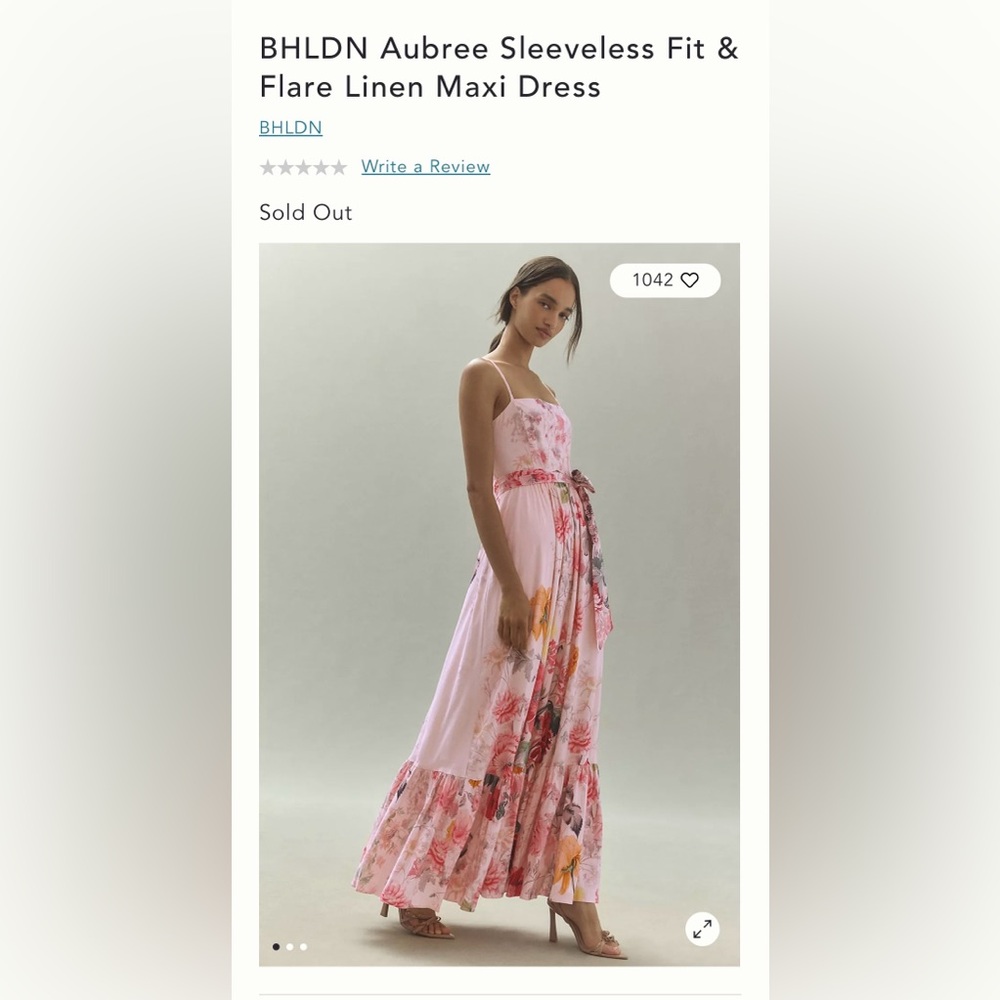 Anthropologie Floral Pink Maxi Dress